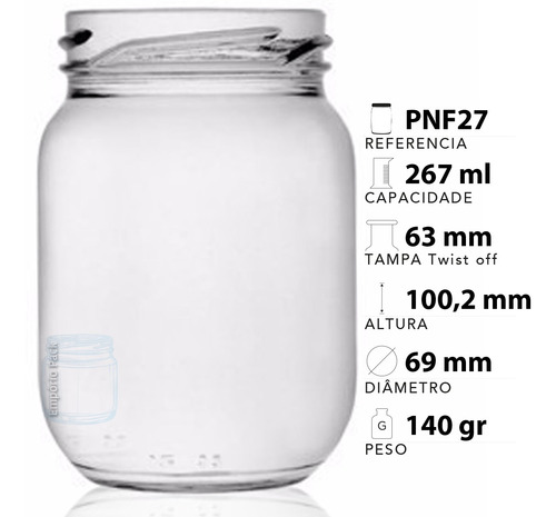 Imagem 3 de 6 de 48 Potes De Vidro Conserva 267ml Com Tampa E Lacre