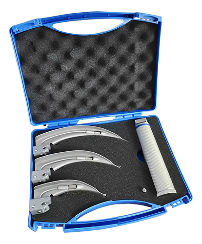 Set Estuche De Laringoscopia Luz Led Fibra Óptica