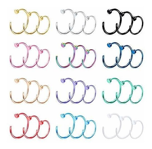 Aros - 20g 36pcs 316l Stainless Steel Nose Ring Hoop Nose Pi