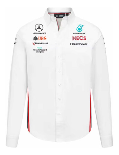 Camisa Vestir Mercedes Amg Bordada Manga Larga 2023