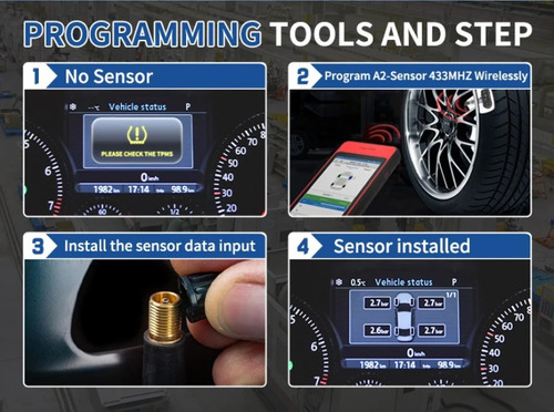 Mn Tc1.para 4 Sensores Tpms Universales Programables Autel
