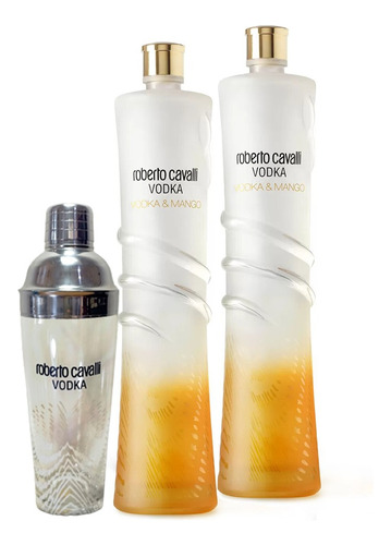 Kit Botellas De Vodka Roberto Cavalli + Coctelera De Cristal