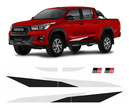 Kit Adesivo Faixa Lateral E Traseira Hilux Gr Sport V6 - Cor