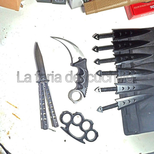 Cuchillos De Lanzar X6 + Navaja Mariposa+ Karambit + Regalo