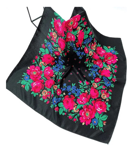 Bufanda Tipo Bandana Para Mujer, Diseño Floral Ruso, 70 X 70