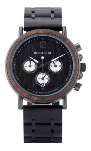 Reloj De Madera Bobo Bird Original Negro Y Café Oscuro P0