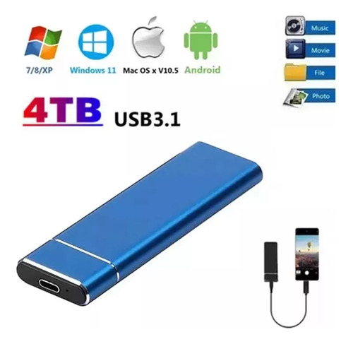 Mini Disco Duro Externo Portátil De Estado Sólido De 4 Tb Ss