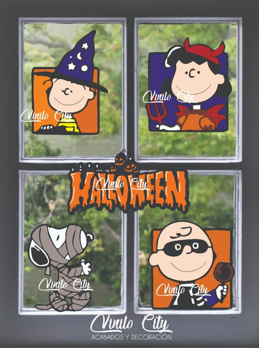 Vinil Decorativo Para Puertas O Ventanas Snoopy Halloween