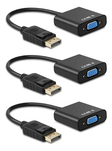 Adaptador Displayport Dp (macho) A Vga (hembra) X 3 Unidades