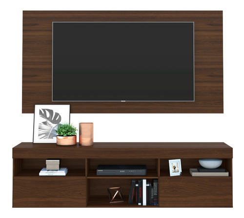 Mesa Con Panel Florida Para Tv 65 Pulgadas Color Madera