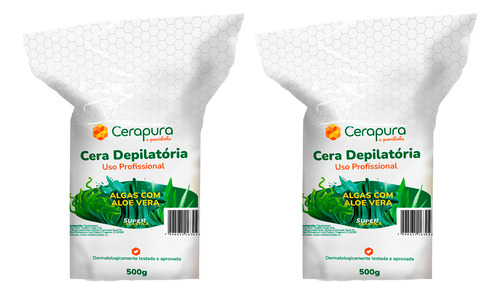 Kit 2 Cera Depilatoria Algas C/ Aloe Vera 500g (cerapura)