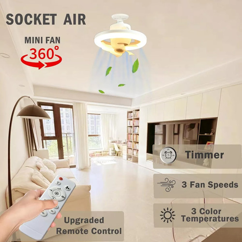 Lampara Led Control Remoto 360° Agita Cabeza Admirador