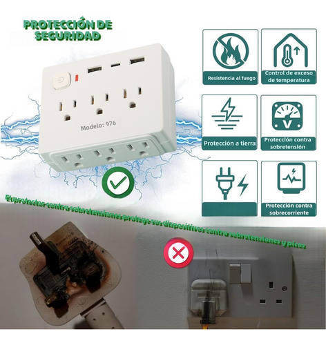 Multicontacto Usb Regleta 2 Puertos De Carga Usb 1 Tipo-c