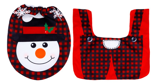 1 Set Of Christmas Pattern Toilet Mat Toilet Seat Lid Cover