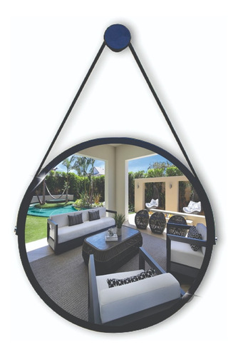 Imagem 4 de 10 de Espelho Redondo Decorativo Suspenso Com Alça 60cm + Suporte