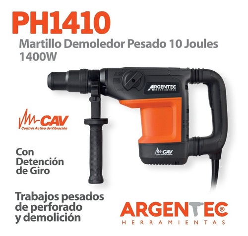 Imagen 2 de 4 de Martillo Demoledor Argentec Ph1410 Rotomartillo Sds