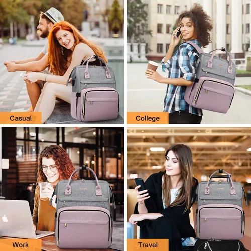 LOVEVOOK - Mochila para ordenador portátil para mujer, de moda, de  negocios, de viaje, con monedero, mochila para estudiantes, mochila de  trabajo para