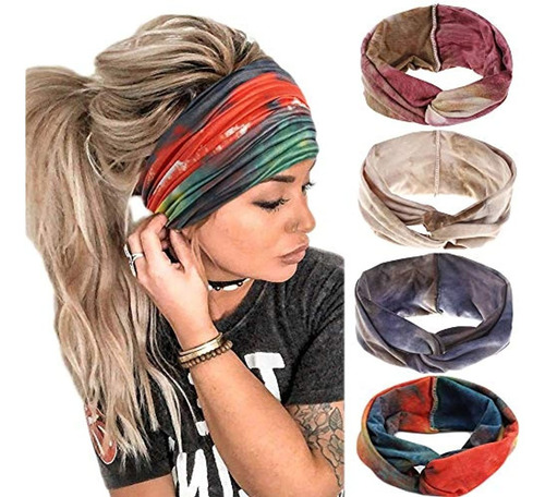 Dinprey Criss Cross Hair Band Tie Dye 4 Piezas De Diademas B