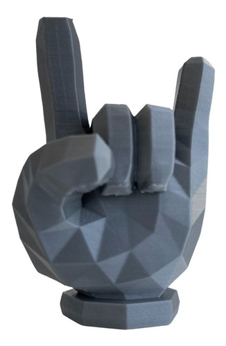 Escultura Mão Rocknroll Geométrica - Hand Rocknroll 9cm