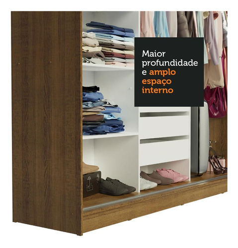Guarda-roupa Casal Austin 4 Portas 3 Gavetas Rustic