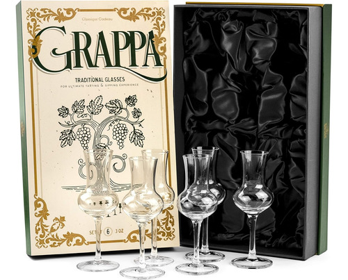 Crystal Grappa Y Vasos Cordiales | Juego De 6 | Pequeñ...