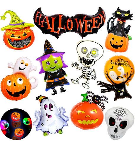 Set 10 Globo Halloween Deco345 Calabaza Esqueleto Fantasma 