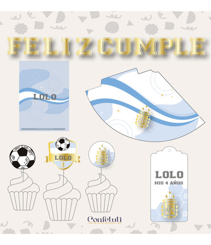 Kit Imprimible Argentina (messi-scaloneta) Para Cumpleaños