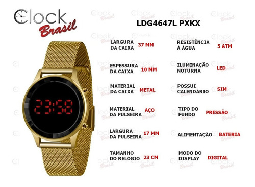 Imagem 6 de 8 de Relógio Lince Feminino Led Digital Ldg4647l Pxkx- Original