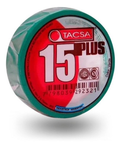 Cinta Aisladora Tacsa 20mts- Verde-pack X10 Unidades 