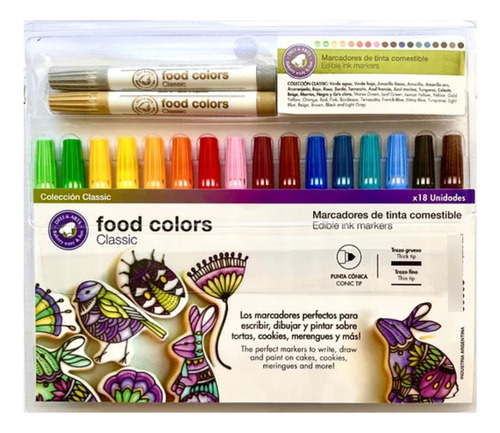 Marcadores Comestibles Food Colors X18 Unidades | Drip Color