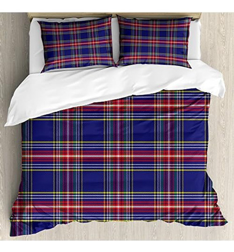 Plaid Duvet Cover Set, Old Fashioned Scottish Tartan Co...