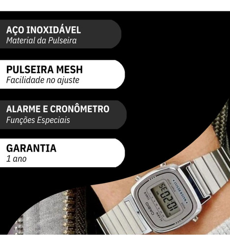 Relógio Casio Feminino Vintage Prata Tamanho Mini Original