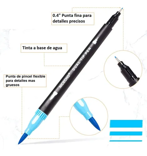 Marcadores Doble Punta Pincel Micropunta 60 Unidades Estuche