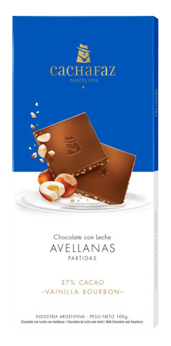 Imagen 1 de 8 de Chocolate Con Leche Y Avellanas Cachafaz 100gr. 37% Cacao