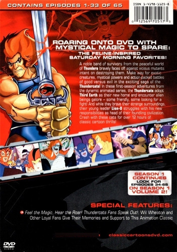 Thundercats Los Felinos Cosmicos Temporada 1 Volumen 1 Dvd (Usado)