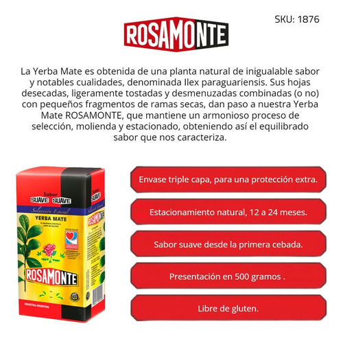 Yerba Mate Paquete 500 Gr Rosamonte Especial Suave Pack X10