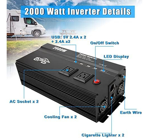 Inversor De Corriente Oplw Dc 12v A 120v 110v Ac Inversor De