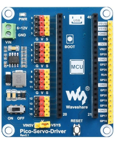 Módulo Servocontrolador 16 Canales, 16 Bits Raspberry Pi