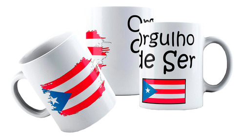 Caneca Cerâmica Bandeira Orgulho De Ser De Porto Rico