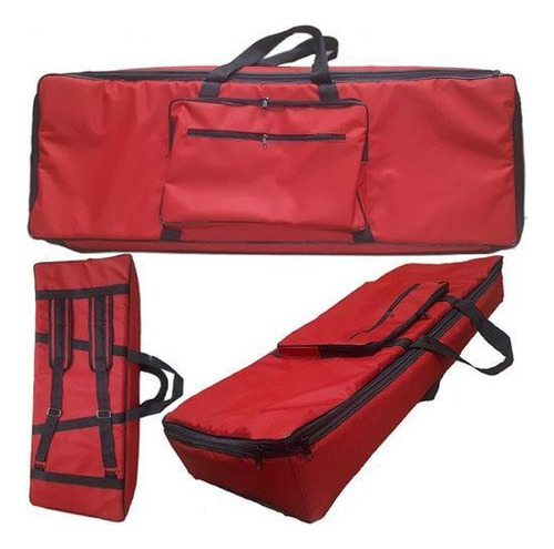 Capa Bag Para Teclado Korg Pa600 Master Luxo Nylon Vermelho