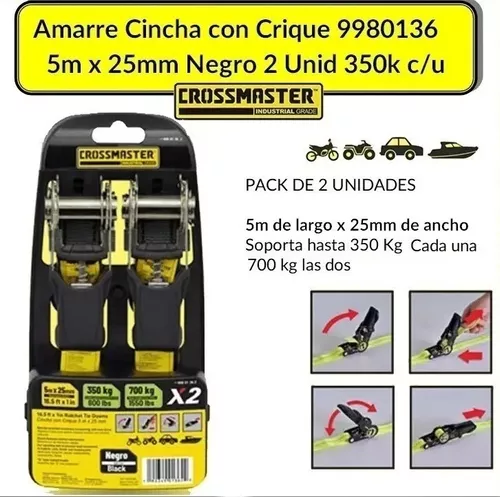 Kit 2 Eslingas Cinchas De Amarre Con Crique Resiste 700kg