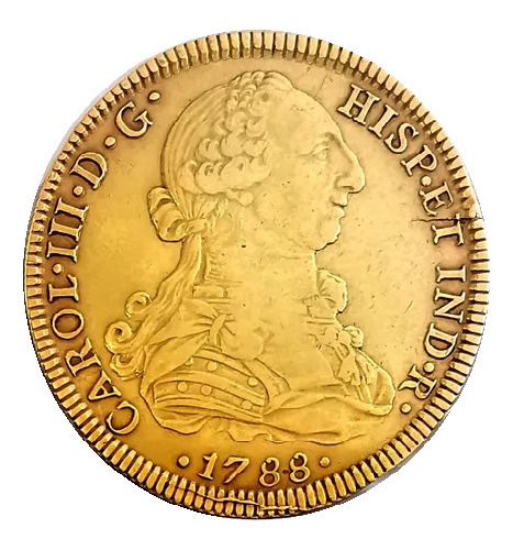 Moneda De Oro Original 8 Escudos Colonial 1788 Carlos Iii
