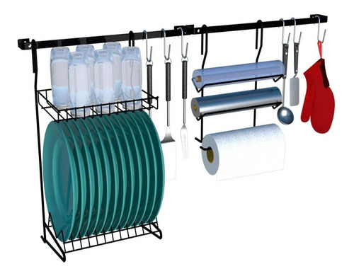 Imagem 2 de 6 de Cozinha Modular Suspensa Parede Escorredor Organizador Inox