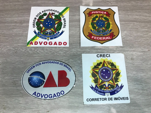 4 Adesivos: Advogado, Oab, Justiça Federal, Cor De Imóveis 