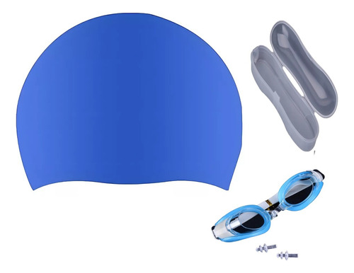 Set Gorro Silicona Gafas Tapones De Oídos Niños Natación