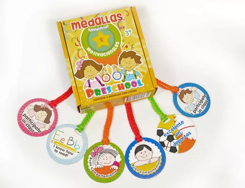 Juego Didáctico Preescolar Medalla Niños Niñas Diploma Paq 8