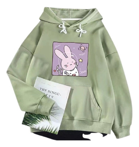 Sudadera Mujer Diseño Delgado Lindo Conejo Astronauta Estamp