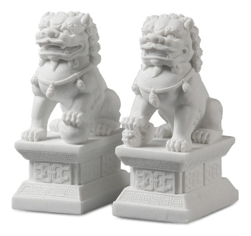 Feng Shui Wealth Prosperity Par De Peking Fu Foo Dogs Statue