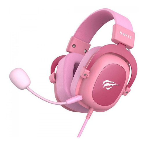 Auriculares Havit Gamenote H2002d con micrófono extraíble para jugadores, color rosa