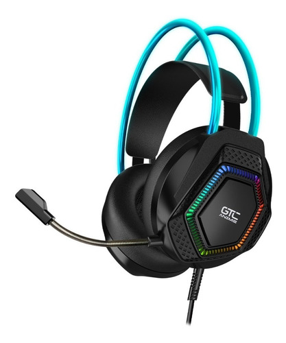 Imagen 3 de 9 de Auricular Gamer Con Mic Anime Negro H02 Rgb